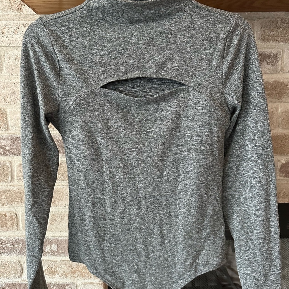 Express Body Contour Gray Cutout Long Sleeve Bodysuit Size Small